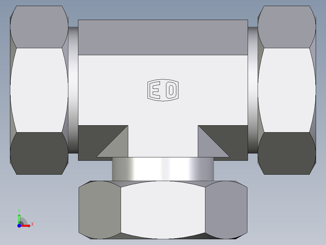 卡套式工业通用硬管接头EO_Standpipe_branch_tee_EVT42LCF前视图
