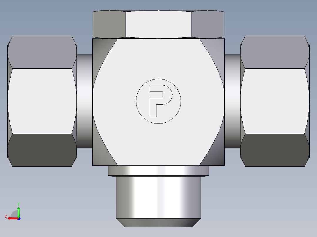 卡套式工业通用硬管接头EO_High_pressure_banjo_tee_TH20ZSMCF后视图