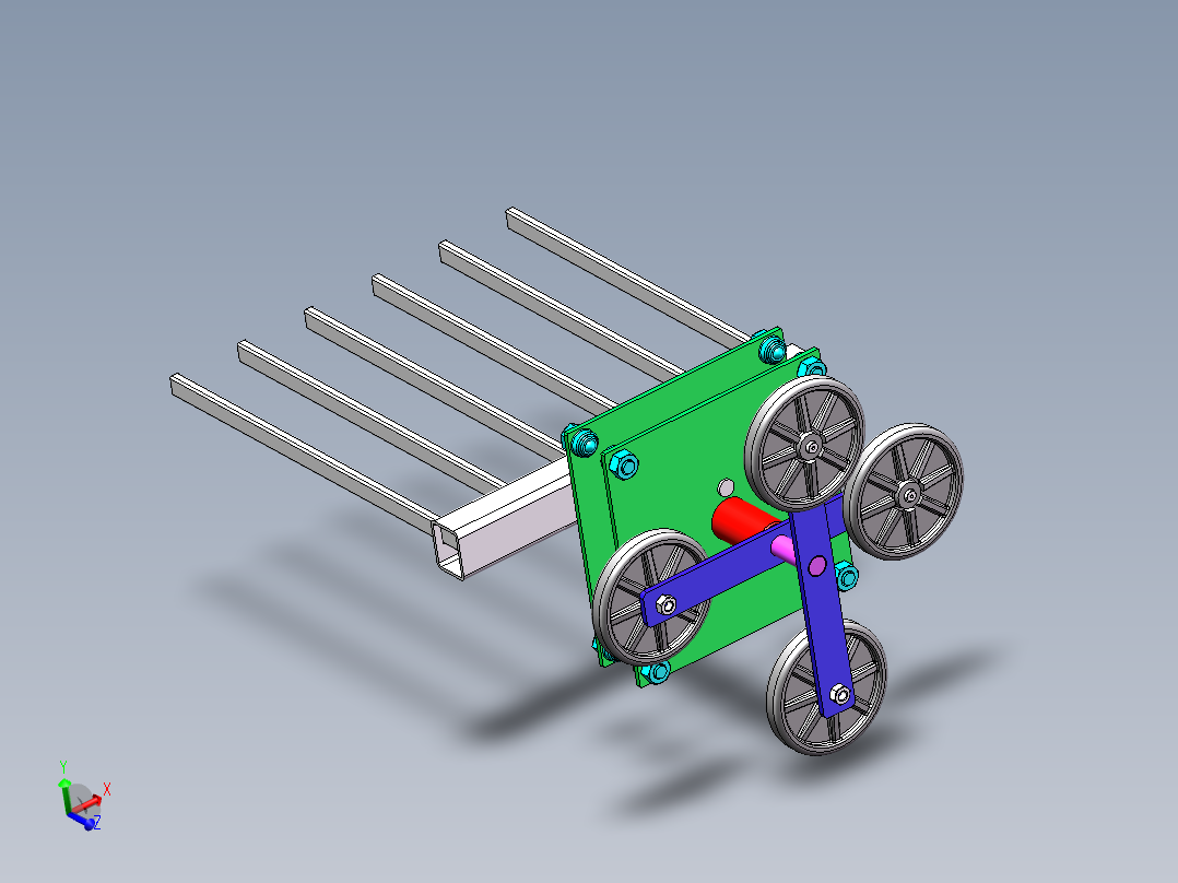 基于叉齿型循环结构的轻载箱货提升机
