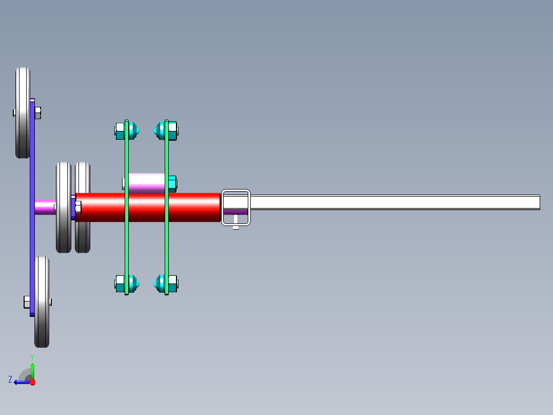 基于叉齿型循环结构的轻载箱货提升机右视图