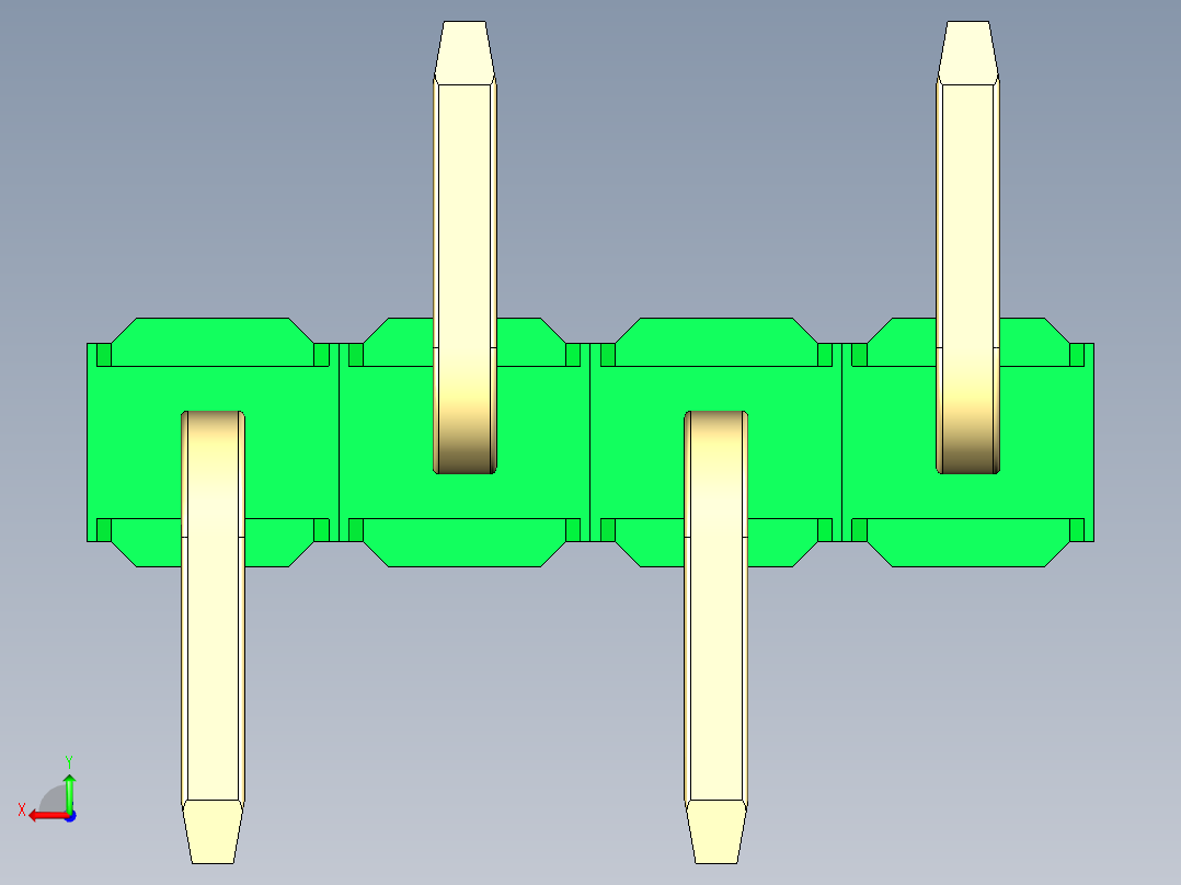 彩色公排针 100mil 2.54mm 系列-DS1022_green_04p_100mil_Type_SMT_R1_rev1.0后视图
