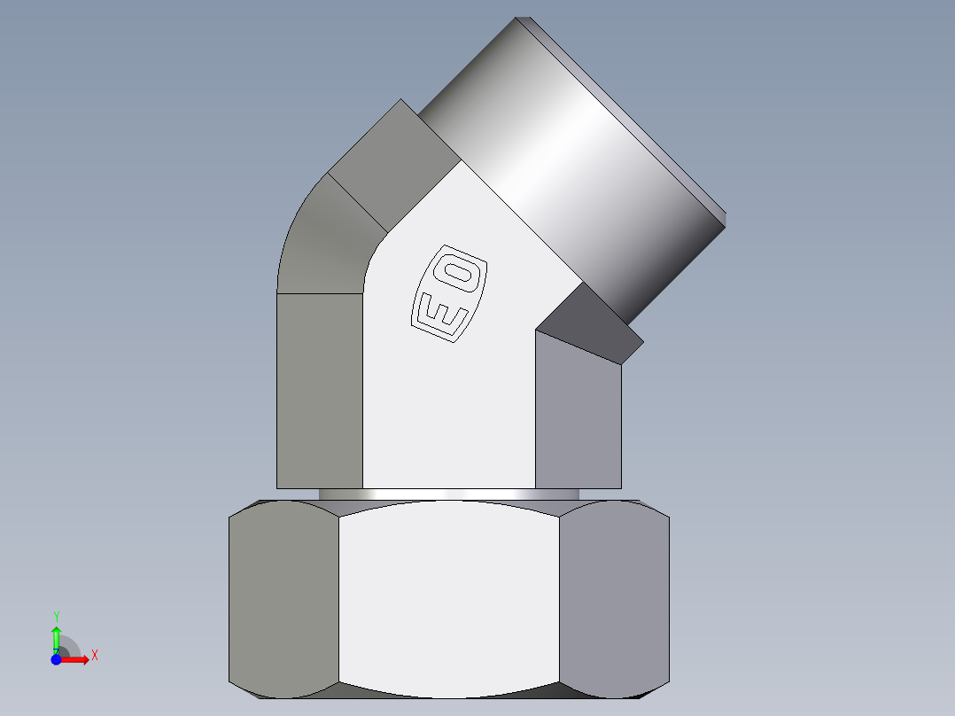 卡套式工业通用硬管接头EO_Swivel_nut_45_deg_elbow_EV25SOMDCF前视图