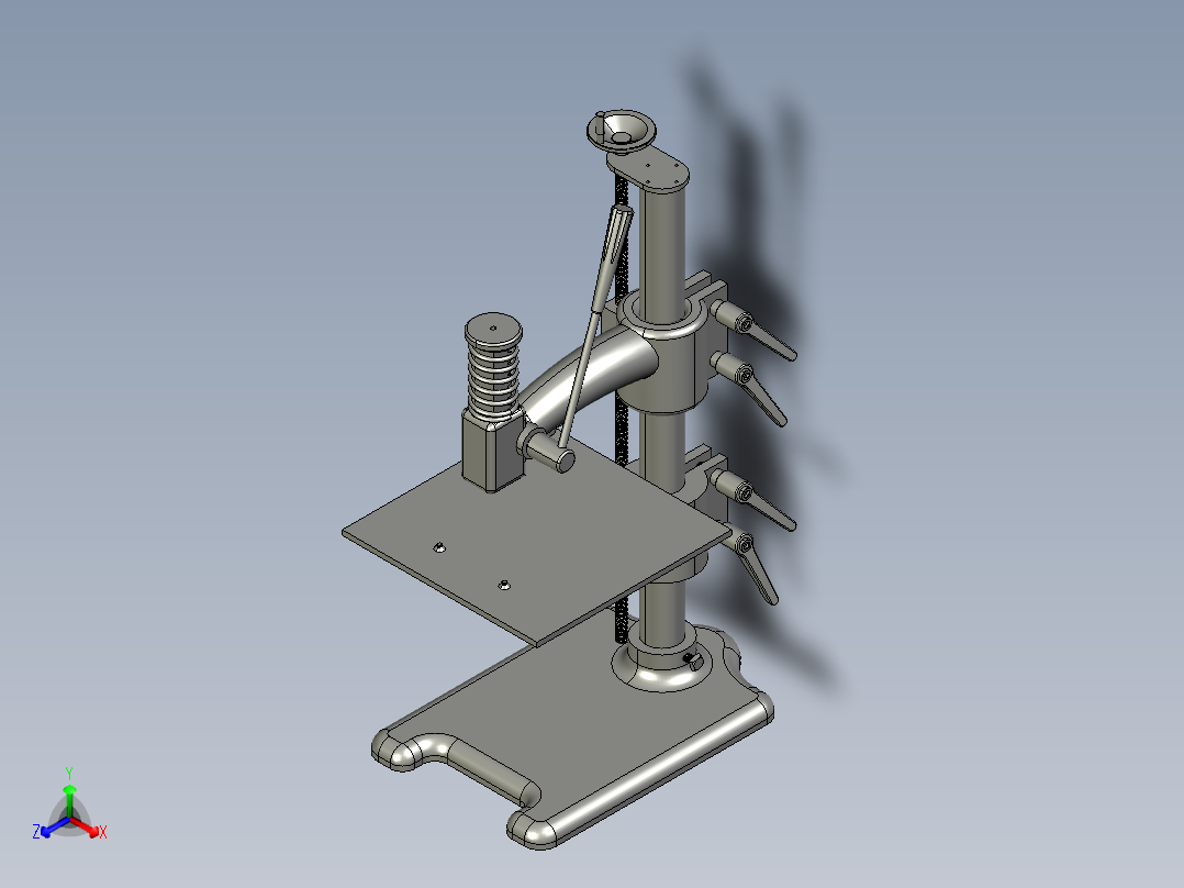 工业精密可升降手动压力机手板机冲床正等轴测图