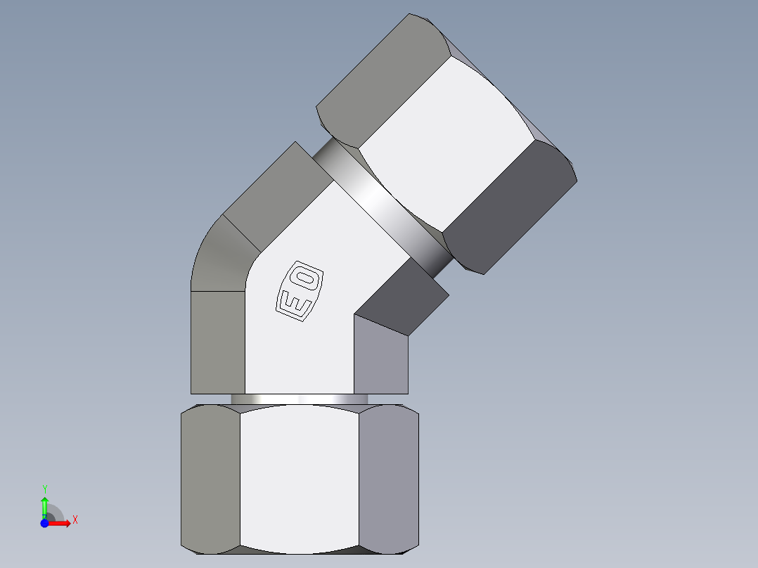 卡套式工业通用硬管接头EO_Swivel_nut_45_deg_elbow_EV12ZS71前视图