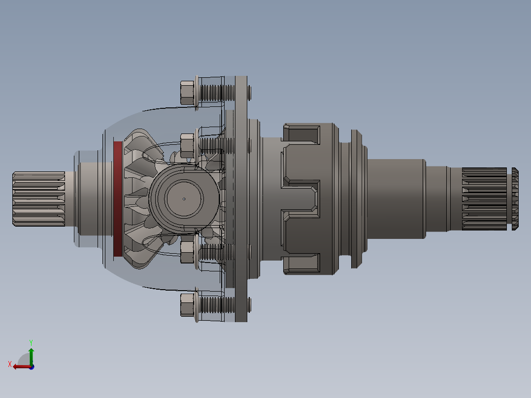 差速器齿轮箱后视图