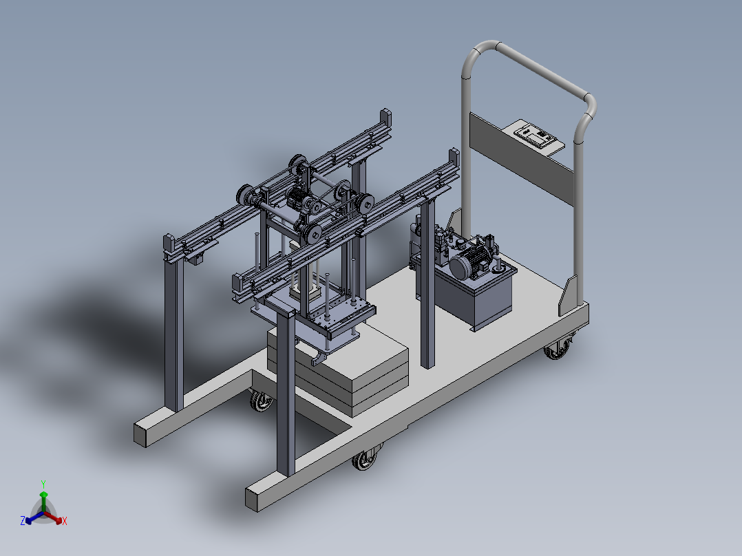 电梯承重检测用配重车sw18正等轴测图