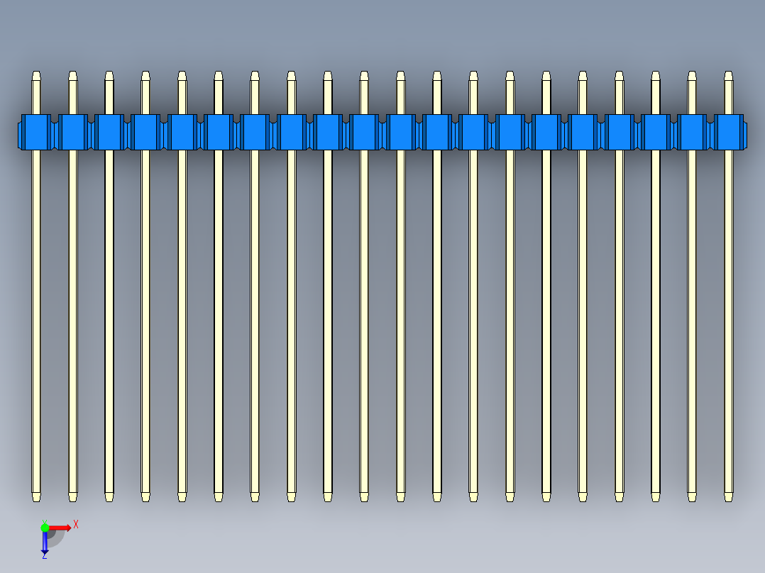 彩色公头100mil（2.54mm）系列-DS1021_blue_1x20p_100mil_Type43_rev1.0俯视图
