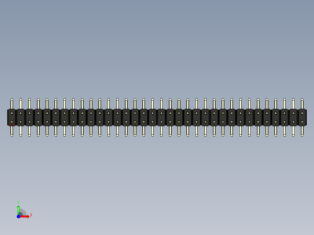 彩色公排针 100mil 2.54mm 系列-DS1022_black_68p_100mil_TypeSMT_rev1.0前视图