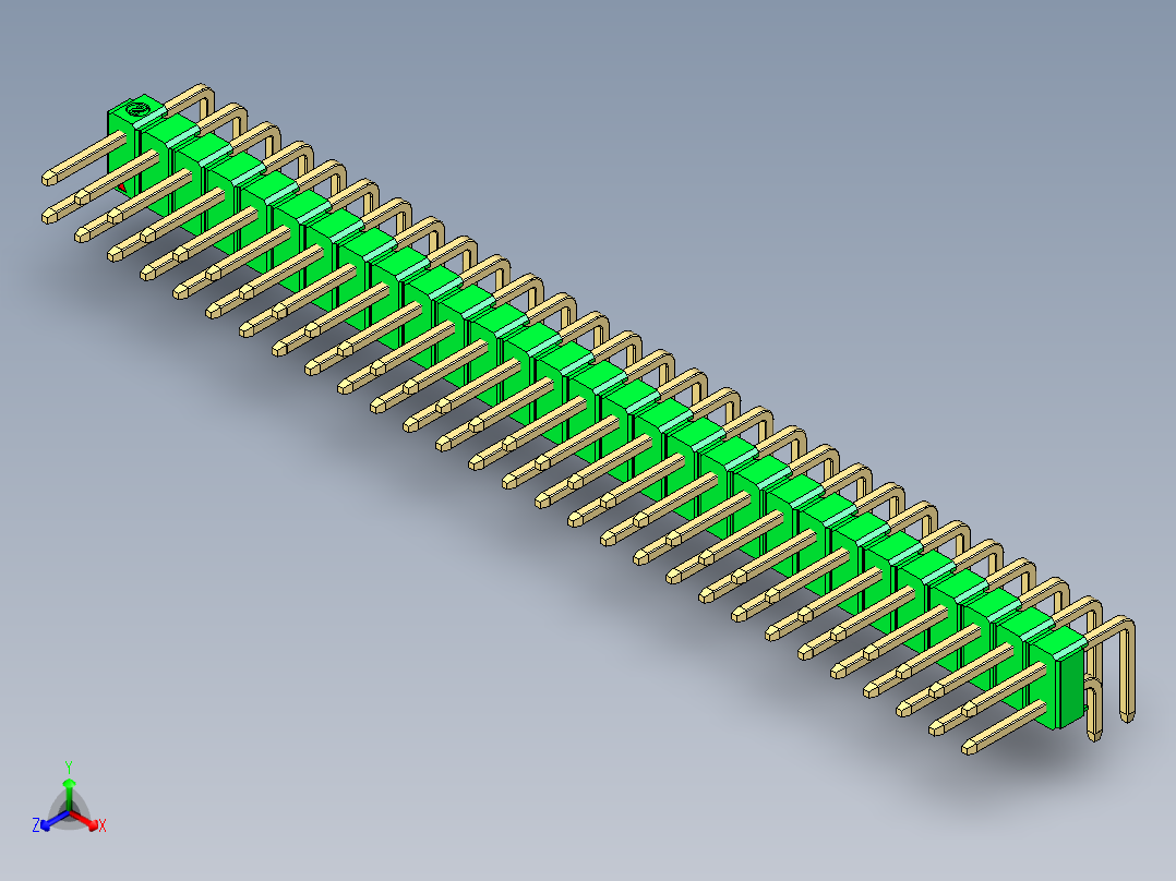 彩色公排针 100mil 2.54mm 系列-DS1022_green_2x29p_100mil_TypeD_rev1.0