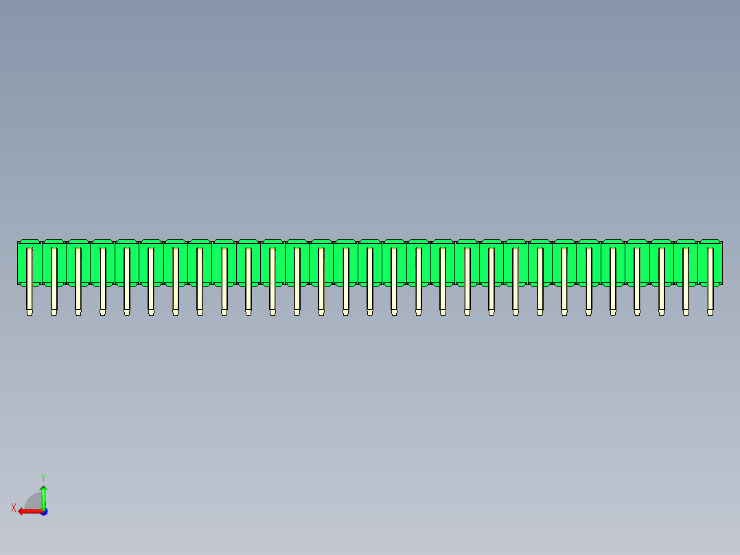 彩色公排针 100mil 2.54mm 系列-DS1022_green_2x29p_100mil_TypeD_rev1.0后视图