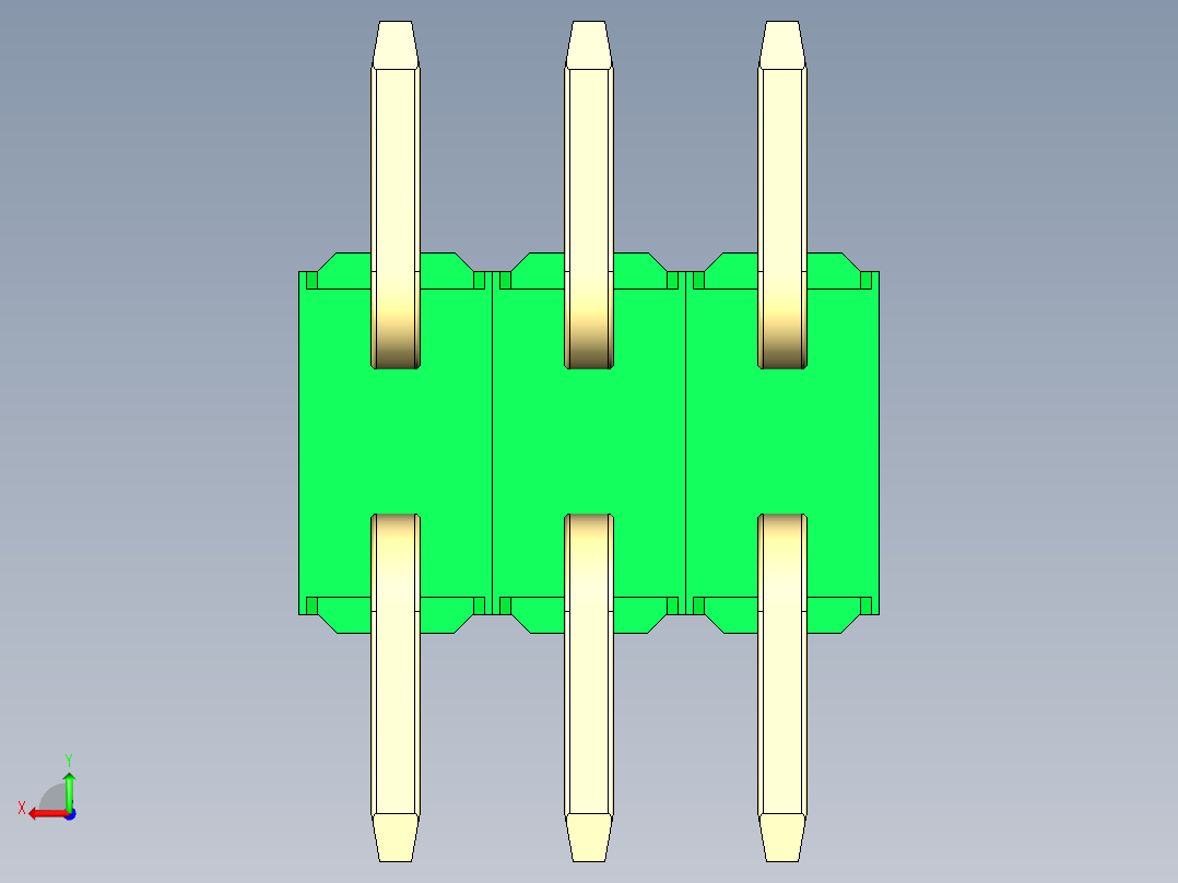 彩色公排针 100mil 2.54mm 系列-DS1022_green_06p_100mil_TypeSMT_rev1.0后视图