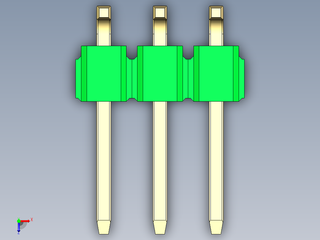 彩色公排针 100mil 2.54mm 系列-DS1022_green_06p_100mil_TypeSMT_rev1.0俯视图