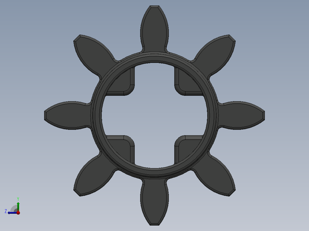 3647 Old Dark Grey Technic Gear 8 Tooth.SLDPRT右视图