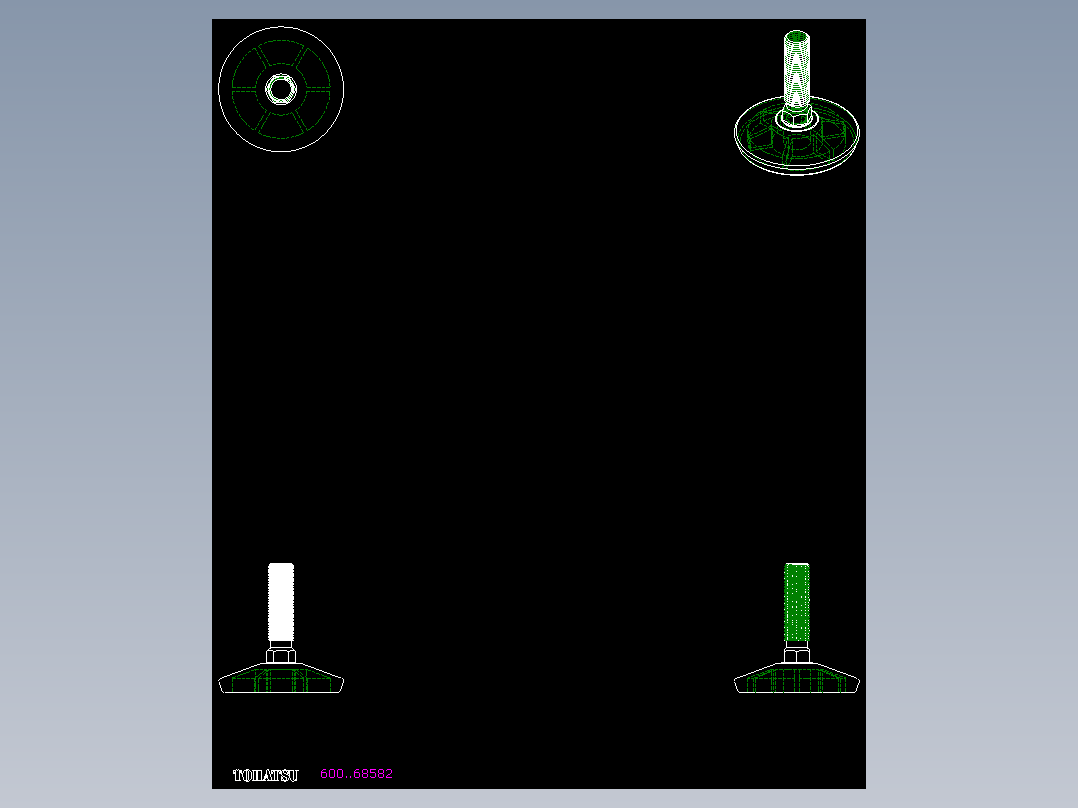 工程塑膠固定腳座600-2D多系列多零件图纸模型