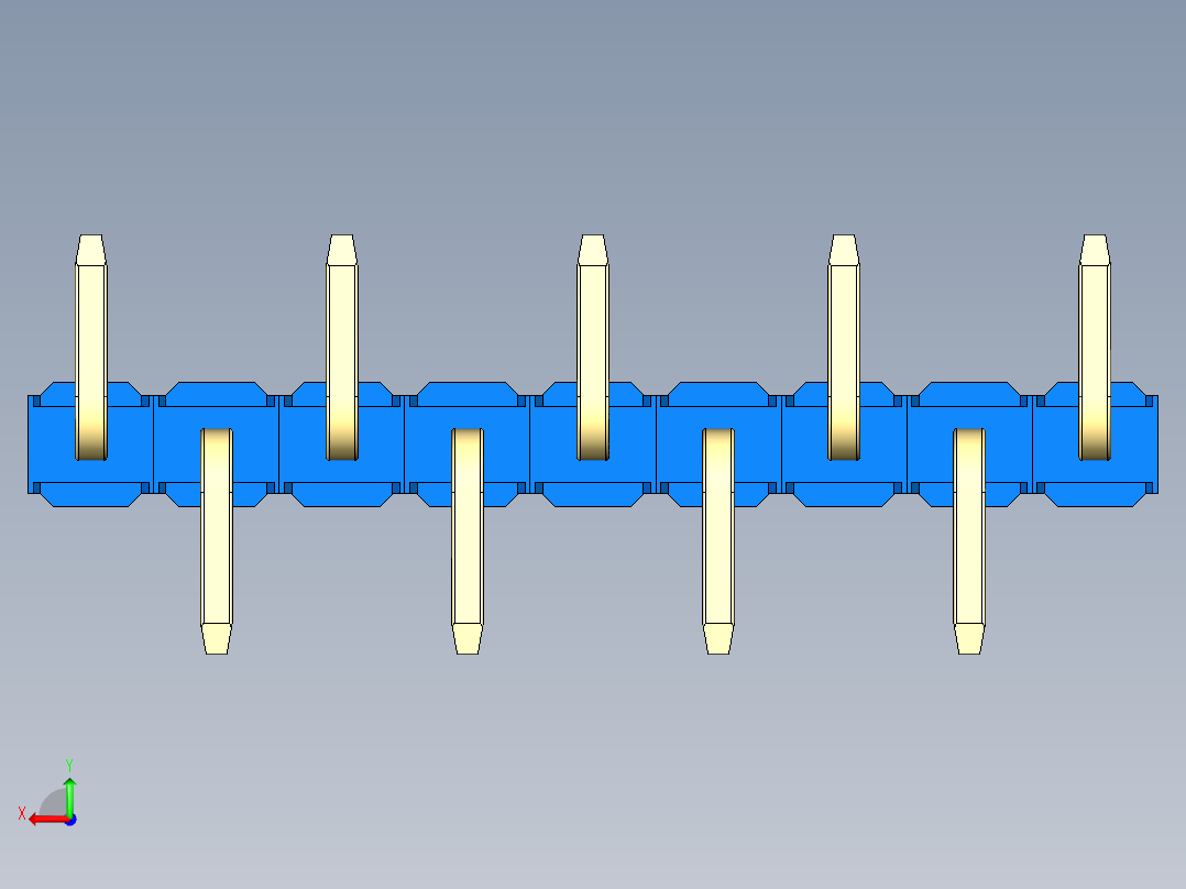 彩色公排针 100mil 2.54mm 系列-DS1022_blue_09p_100mil_Type_SMT_R1_rev1.0后视图