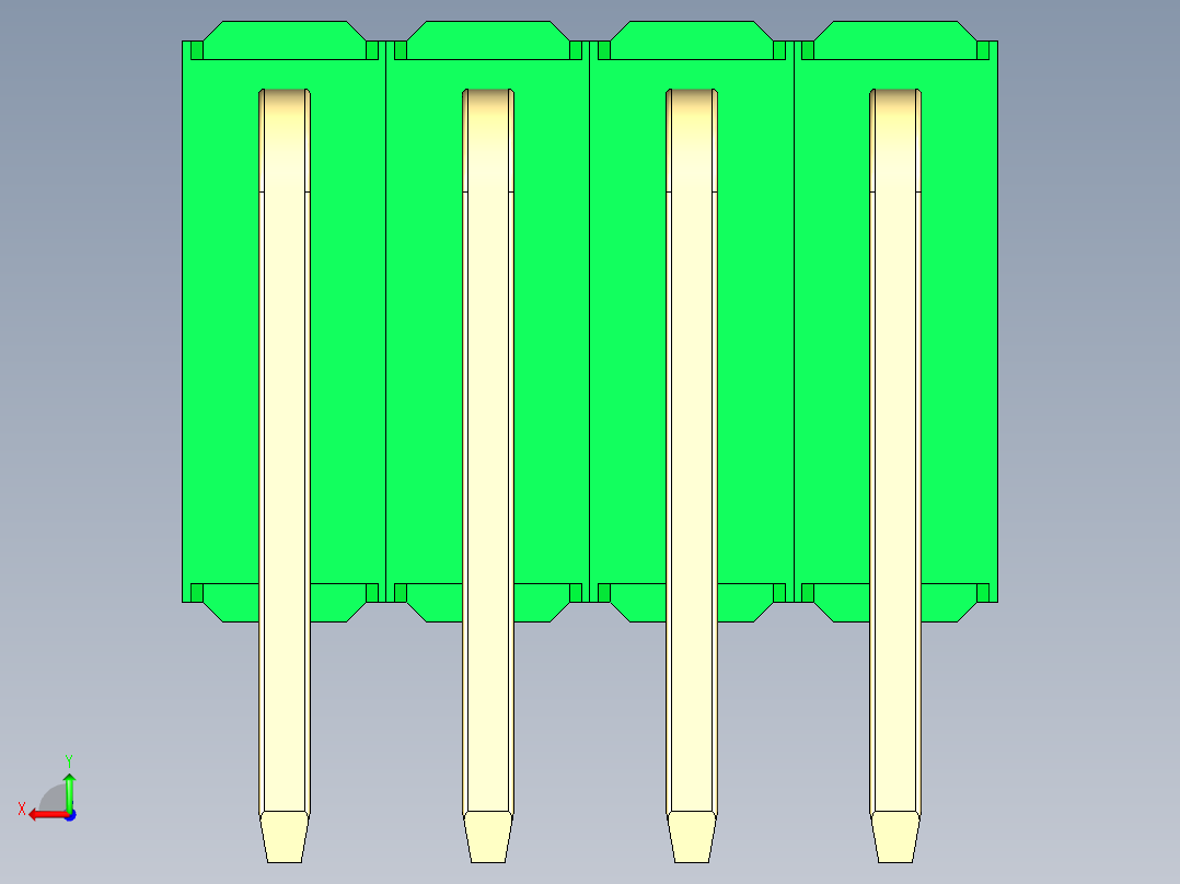 彩色公排针 100mil 2.54mm 系列-DS1022_green_3x04p_100mil_TypeD_rev1.0后视图