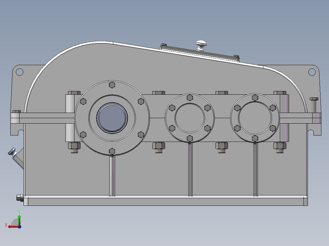 二级斜齿减速后视图