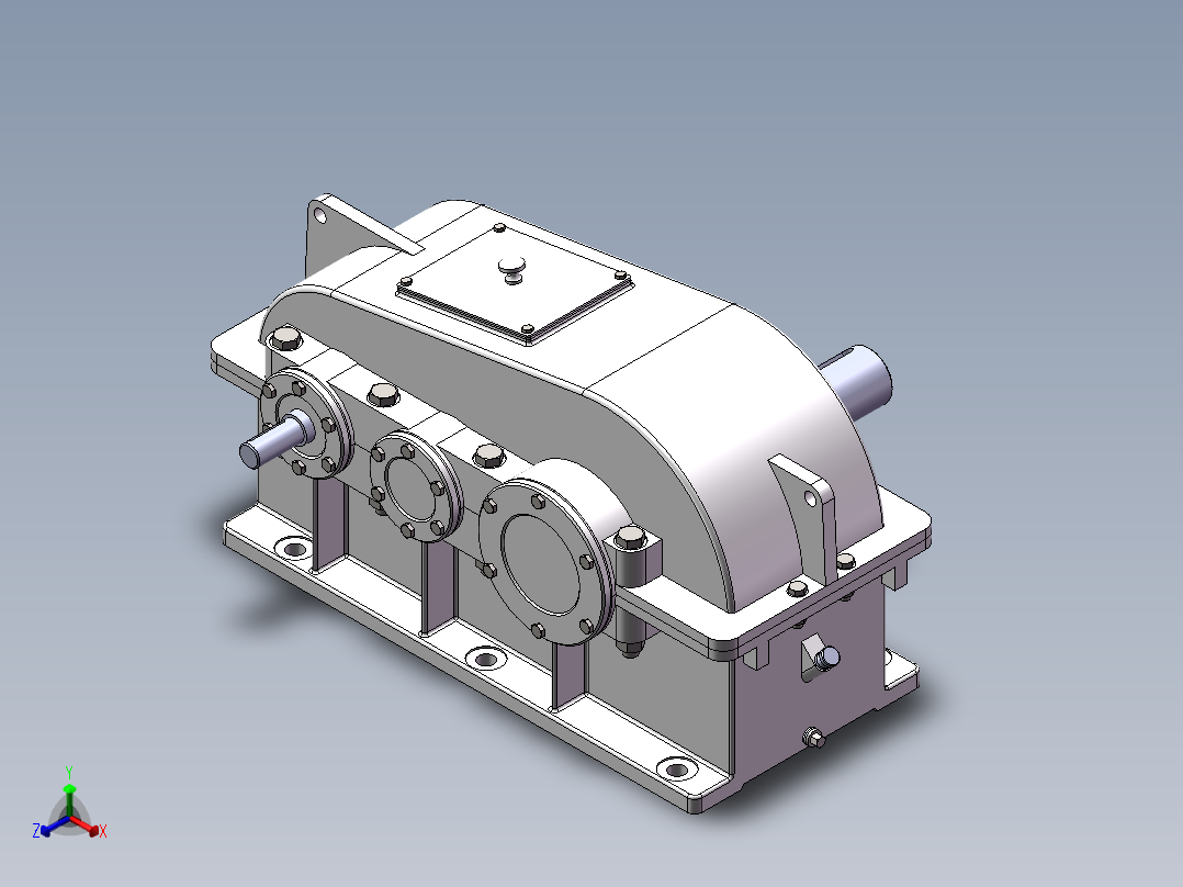 二级斜齿减速正等轴测图