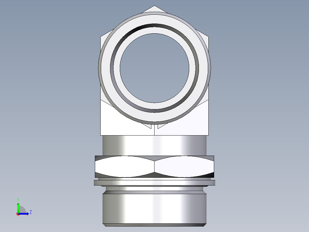 卡套式工业通用硬管接头EO_Adjustable_locknut_branch_tee_TEE38SMOMDCF左视图