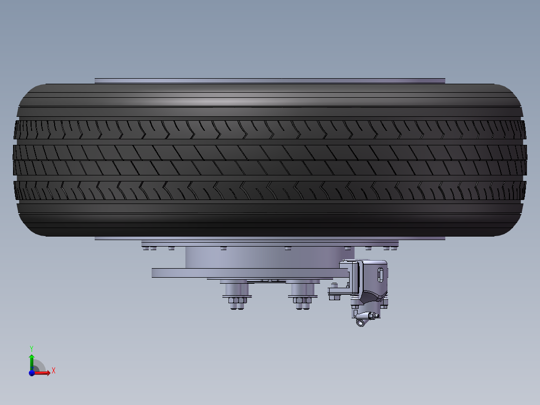 小型电动汽车轮毂电机及转向系统设计含CATIA、SW三维及8张CAD图前视图