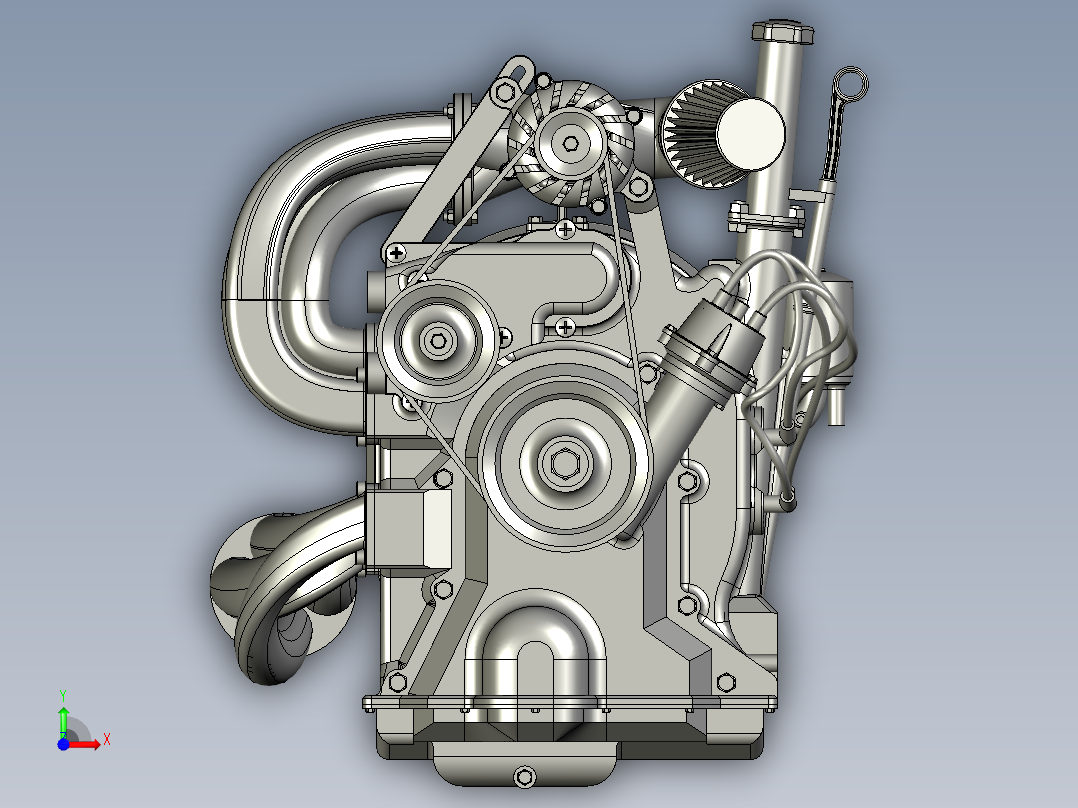 微型转子发动机 3D模型3D图纸前视图