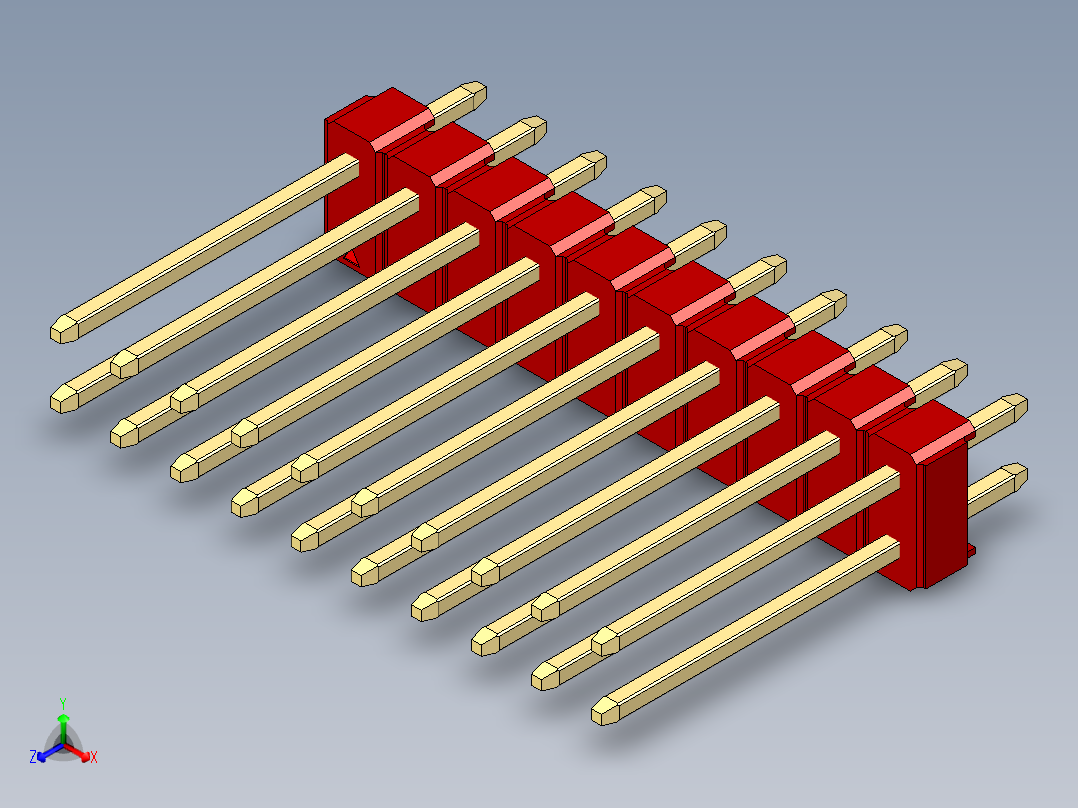 彩色公头100mil（2.54mm）系列-DS1021_red_2x10p_100mil_Type5_rev1.0