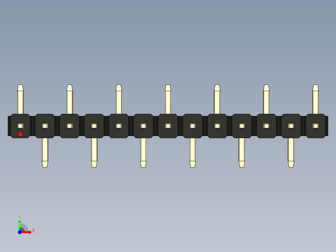 彩色公排针 100mil 2.54mm 系列-DS1022_black_13p_100mil_Type_SMT_R1_rev1.0前视图