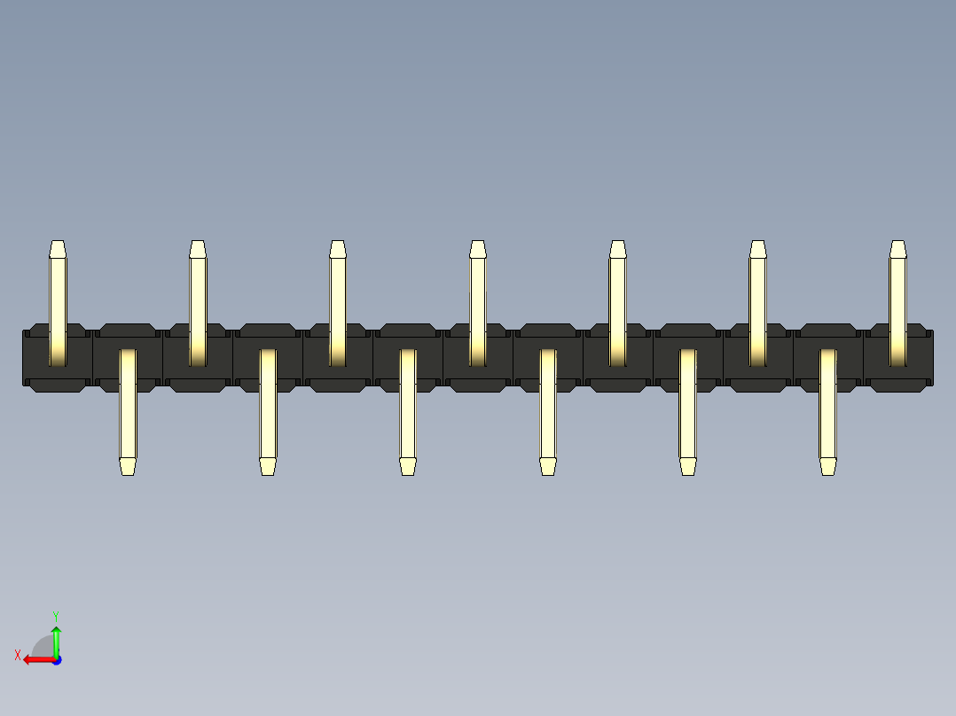 彩色公排针 100mil 2.54mm 系列-DS1022_black_13p_100mil_Type_SMT_R1_rev1.0后视图
