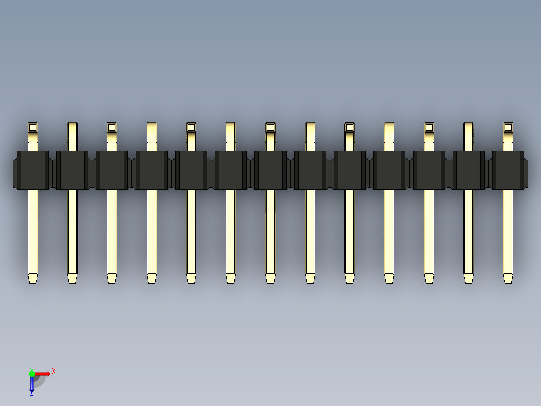 彩色公排针 100mil 2.54mm 系列-DS1022_black_13p_100mil_Type_SMT_R1_rev1.0俯视图