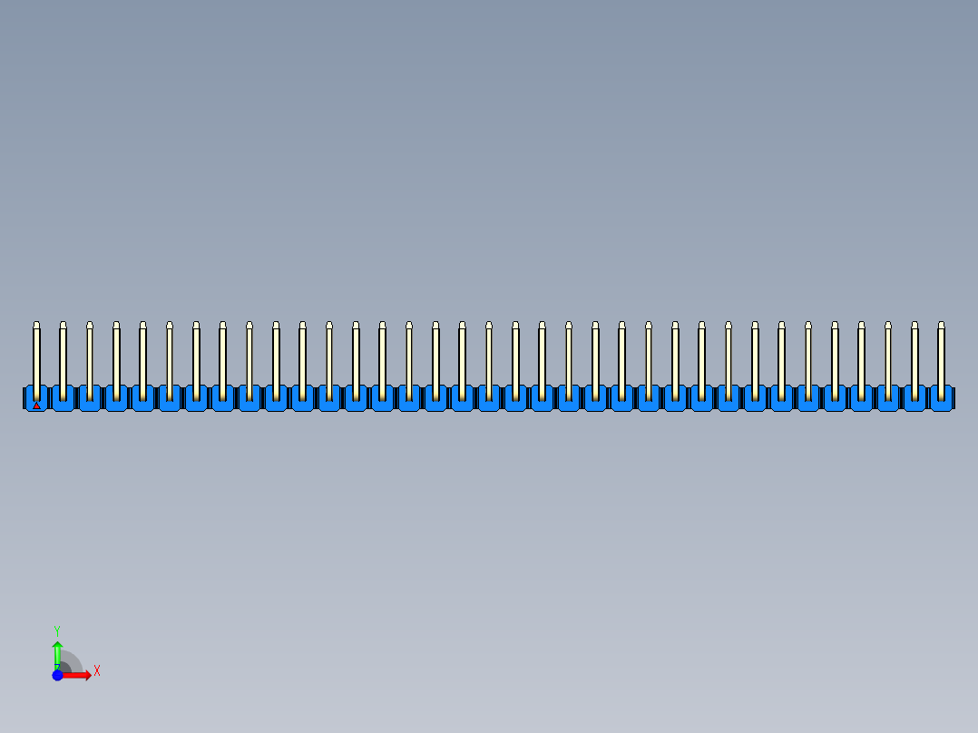 彩色公排针 100mil 2.54mm 系列-DS1022_blue_35p_100mil_TypeU_rev1.0前视图