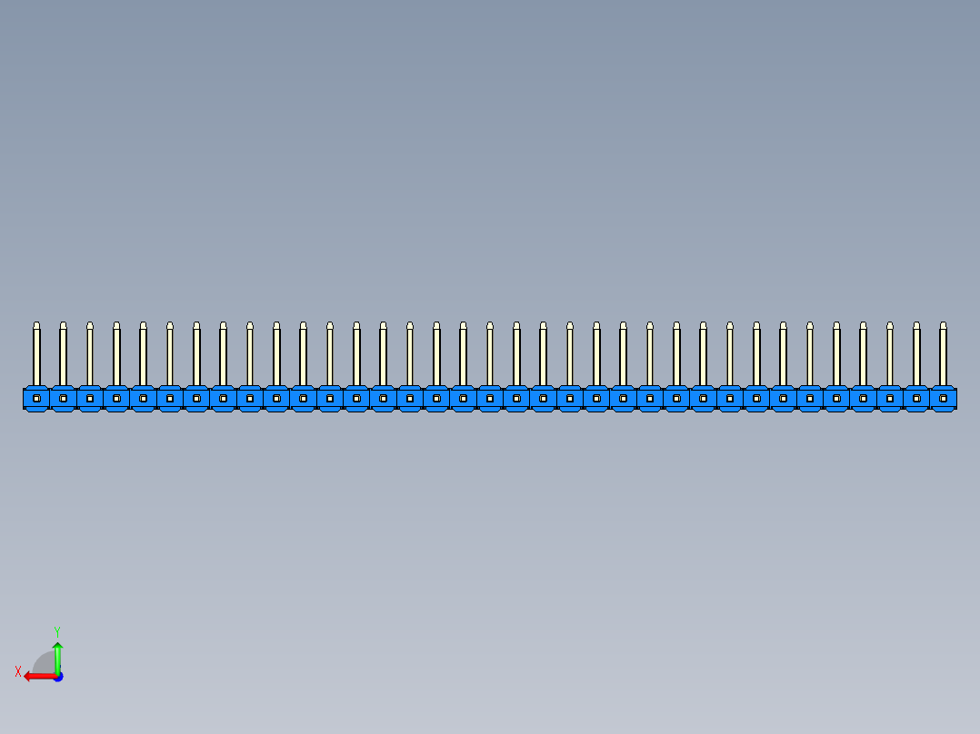 彩色公排针 100mil 2.54mm 系列-DS1022_blue_35p_100mil_TypeU_rev1.0后视图