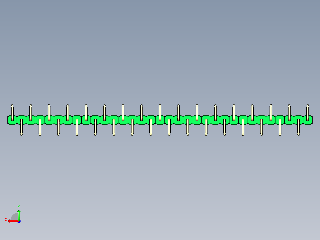 彩色公排针 100mil 2.54mm 系列-DS1022_green_33p_100mil_Type_SMT_R1_rev1.0后视图