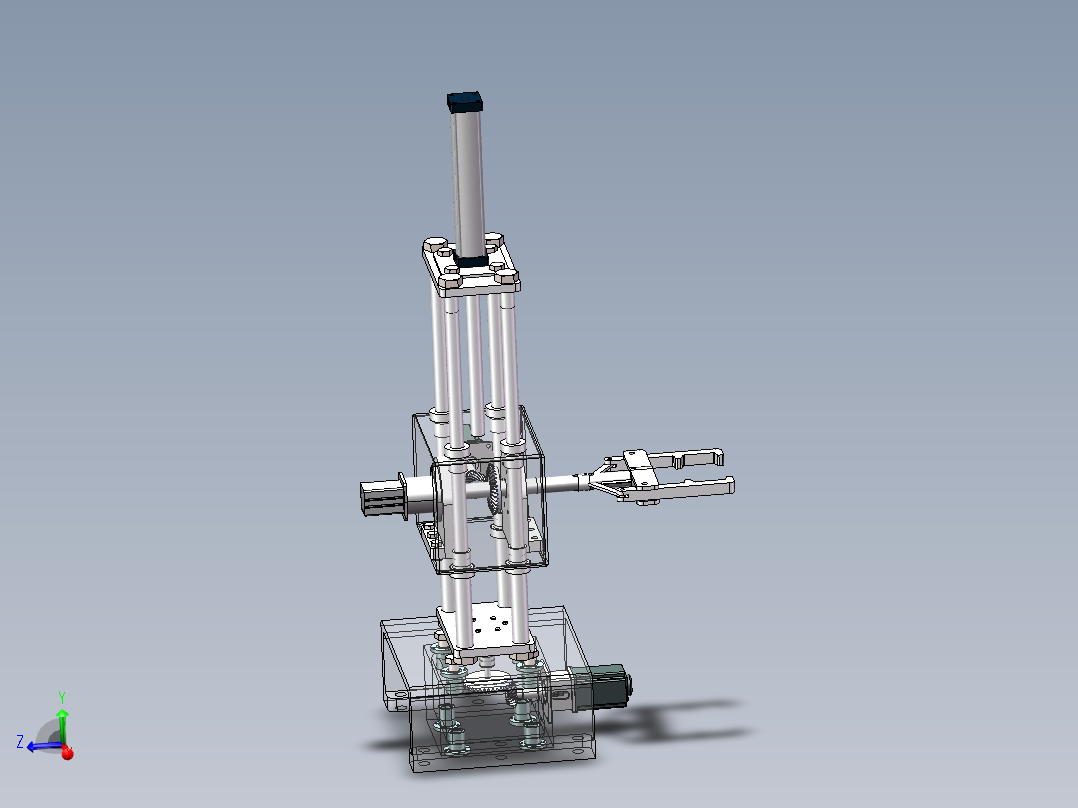 三自由度气动<span style='color: red'>机械手</span>设计含SW三维==1025108==1000