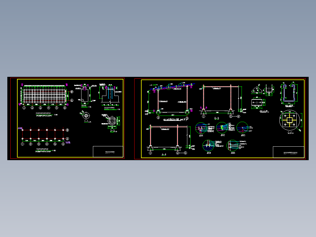 光伏车棚详图，钢结构车棚，顶部做光伏板