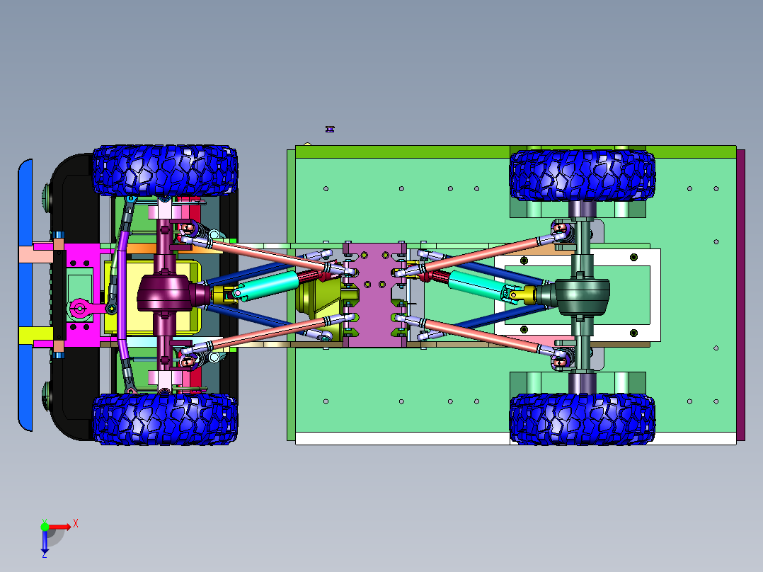 遥控重型越野电动载货车卡车俯视图