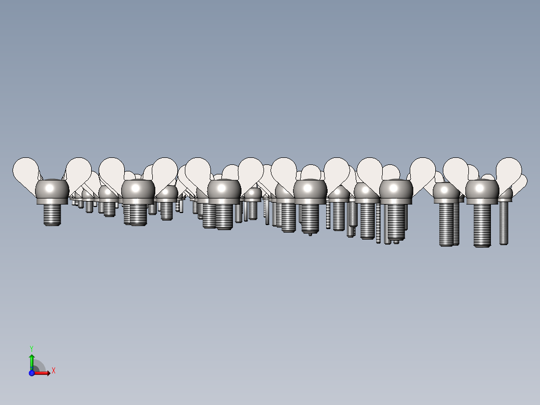 各种蝶形螺母羊角螺母前视图
