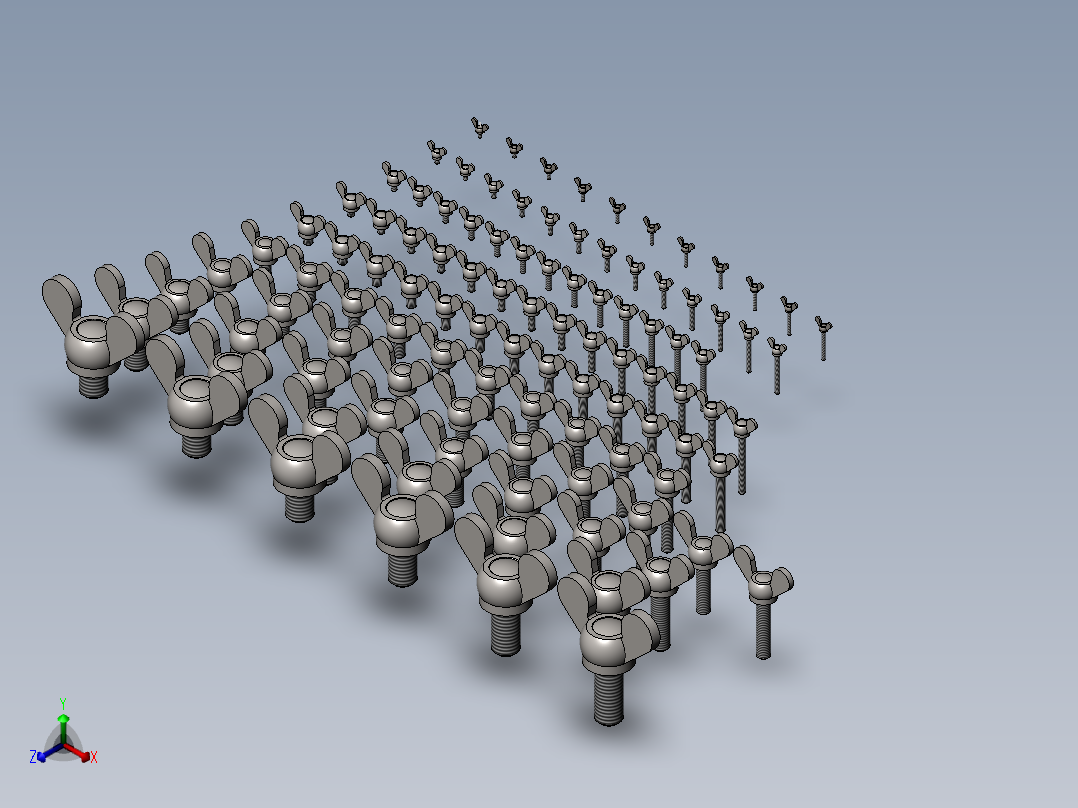 各种蝶形螺母羊角螺母正等轴测图