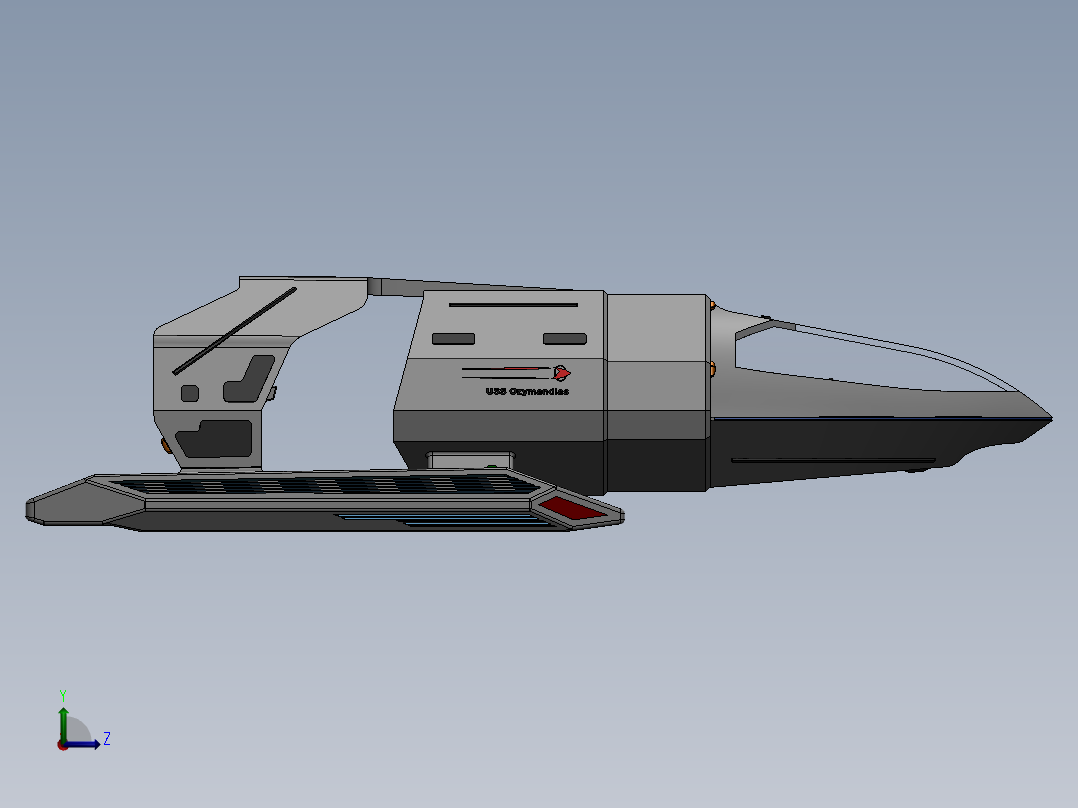 48--uss ozymandias航天飞机模型3D图纸左视图