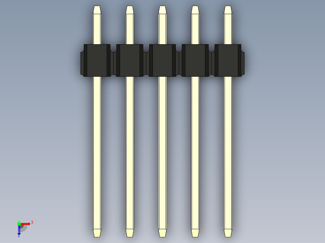 彩色公头100mil（2.54mm）系列-DS1021_black_1x05p_100mil_Type5_rev1.0俯视图