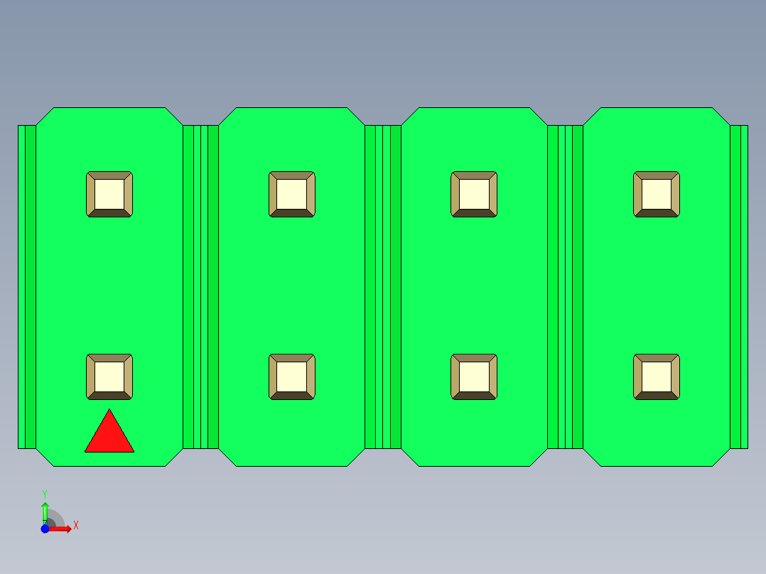 彩色公头100mil（2.54mm）系列-DS1021_green_2x04p_100mil_Type43_rev1.0前视图