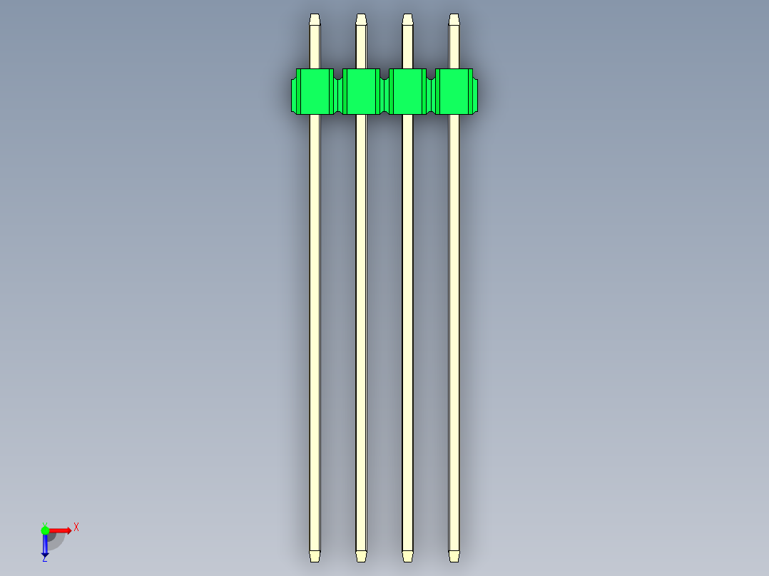 彩色公头100mil（2.54mm）系列-DS1021_green_2x04p_100mil_Type43_rev1.0俯视图