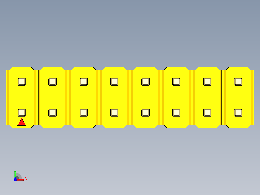 彩色公头100mil（2.54mm）系列-DS1021_yellow_2x08p_100mil_Type5_rev1.0前视图
