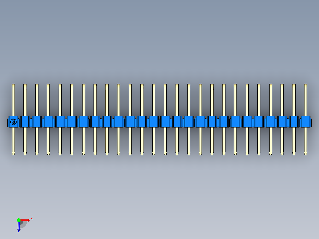 彩色公排针 100mil 2.54mm 系列-DS1022_blue_3x26p_100mil_TypeD_rev1.0俯视图