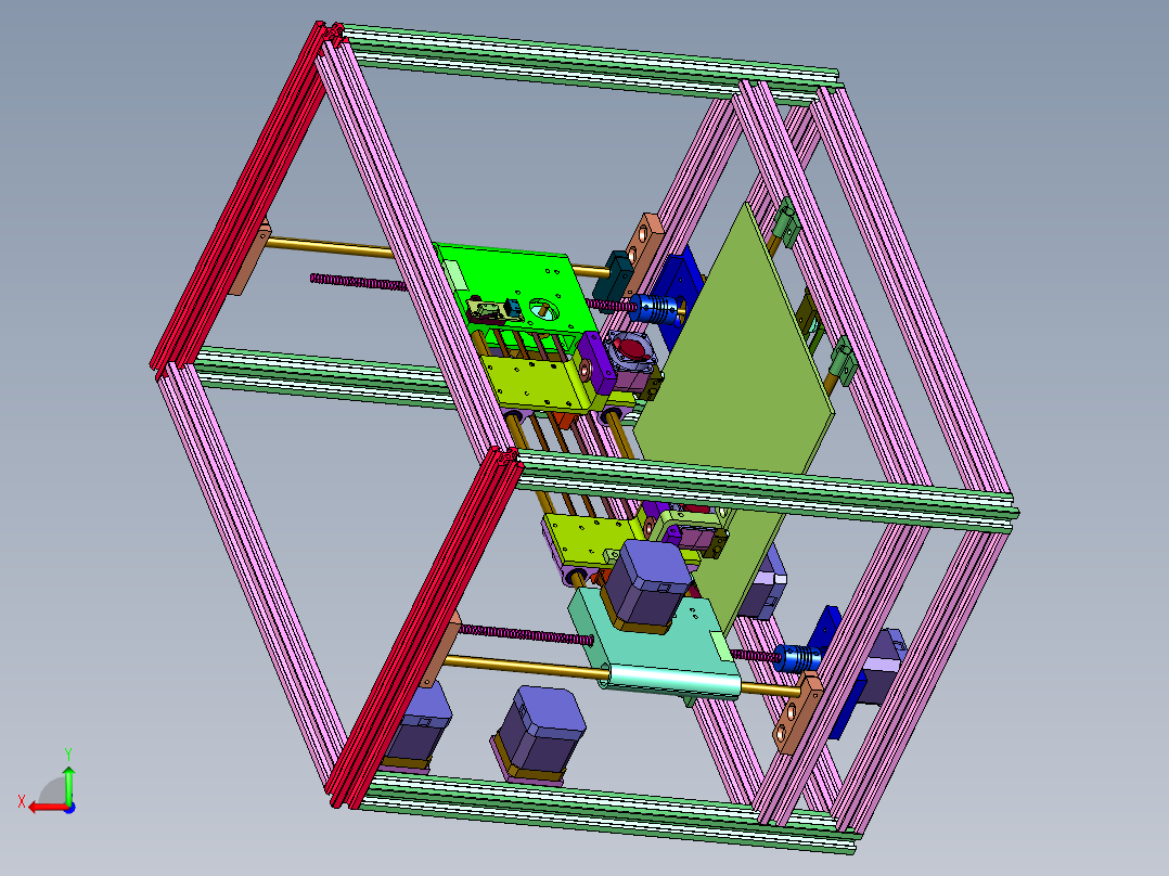 框架式兼容多材料双头3D打印机后视图