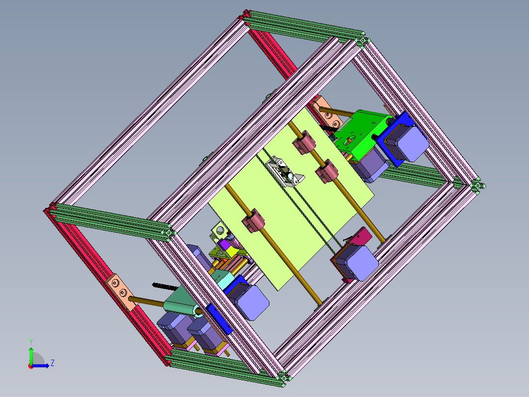 框架式兼容多材料双头3D打印机左视图