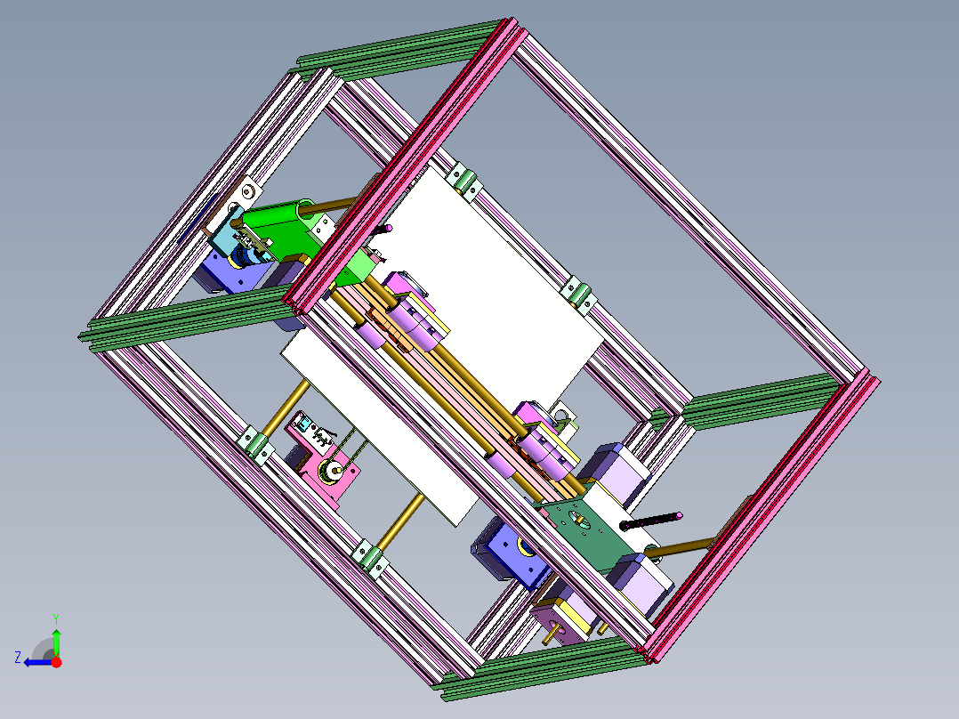 框架式兼容多材料双头3D打印机右视图