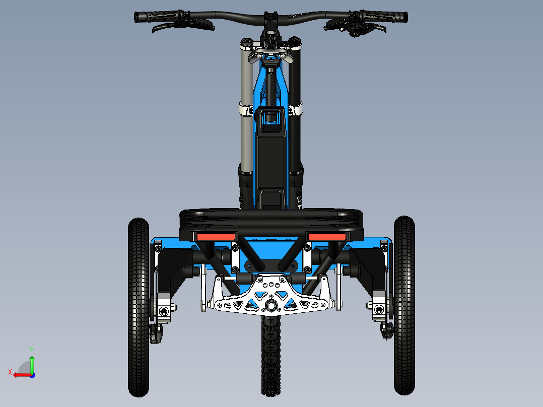 61---倾斜货物电动自行车模型sw2016三维图纸模型设计图纸后视图