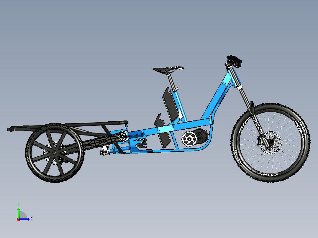 61---倾斜货物电动自行车模型sw2016三维图纸模型设计图纸左视图