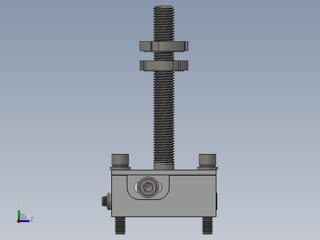 三轴可调安装柱或脚左视图