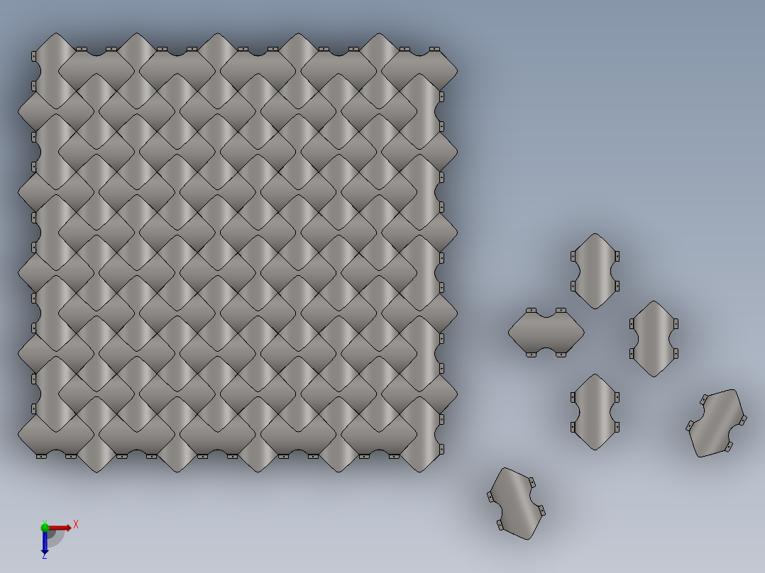 用于墙板、大门等的金属板（或其他板材）瓷砖俯视图